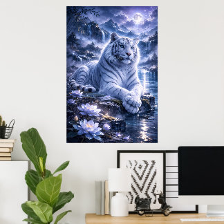 Affiche Guardian White Tiger – Silent Strength and Gentle 
