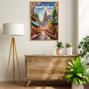 Affiche Guatemala Ciudad, entre volcans et mémoire vivante