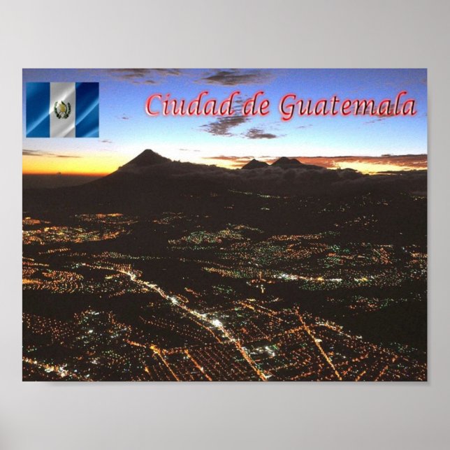 Affiche Guatemala - Guatemala Ville - Nuit - (Devant)