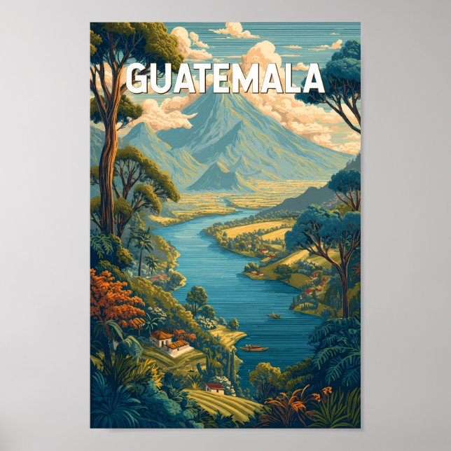 Affiche Guatemala Illustration Voyage Art Vintage (Devant)