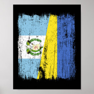 Affiche Guatemala Ukraine Demi-drapeau guatémaltèque ukrai