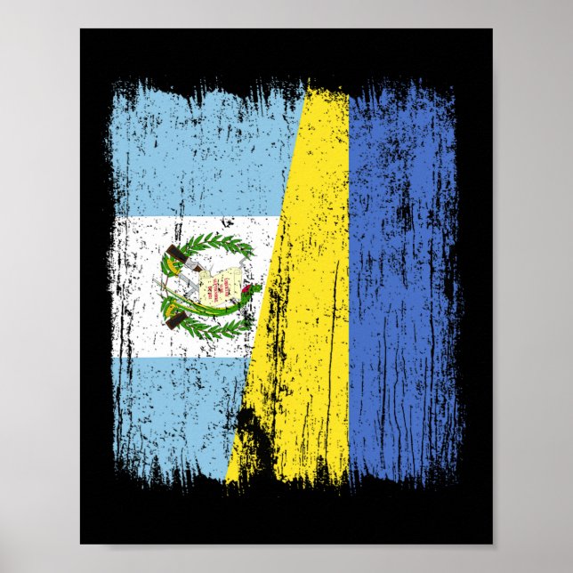 Affiche Guatemala Ukraine Demi-drapeau guatémaltèque ukrai (Devant)
