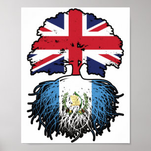 Affiche Guatémaltèque Royaume-Uni Drapeau des racines d'ar