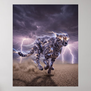 Affiche Guépard Foudre Vélocité Éclair Art