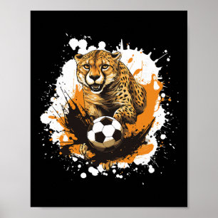 Affiche Guépard jouant au football animal drôle