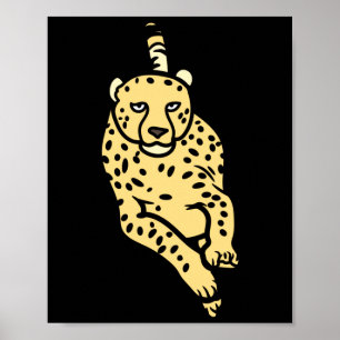 Affiche Guépard sauvage courant rapidement animal chasse p