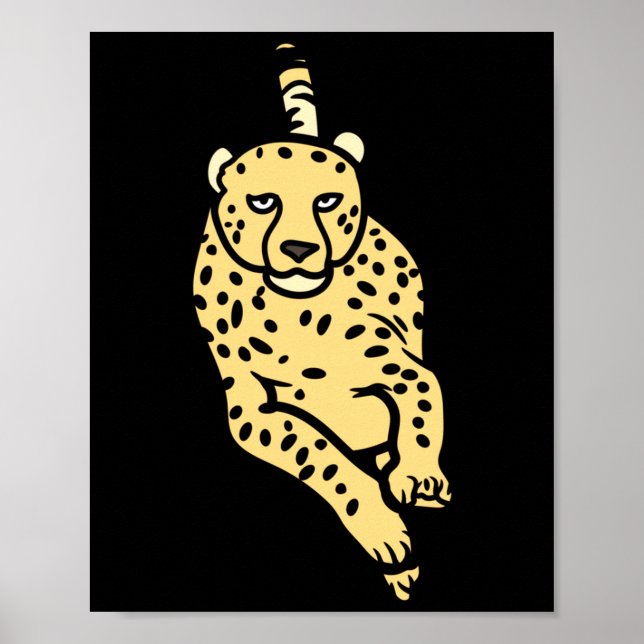Affiche Guépard sauvage courant rapidement animal chasse p (Devant)
