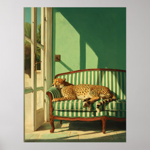 Affiche Guépard se reposant dans une pièce ensoleillée