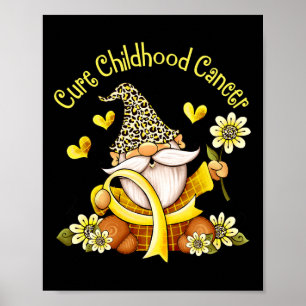 Affiche Guérir le cancer de l'enfant Ruban doré Gnome Canc