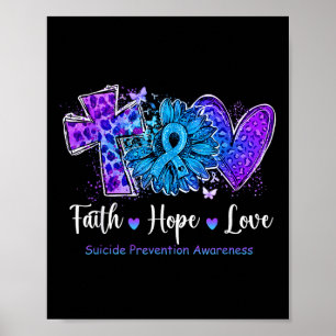 Affiche Guérison Amour Paix Tournesol Sarcelle & Viole