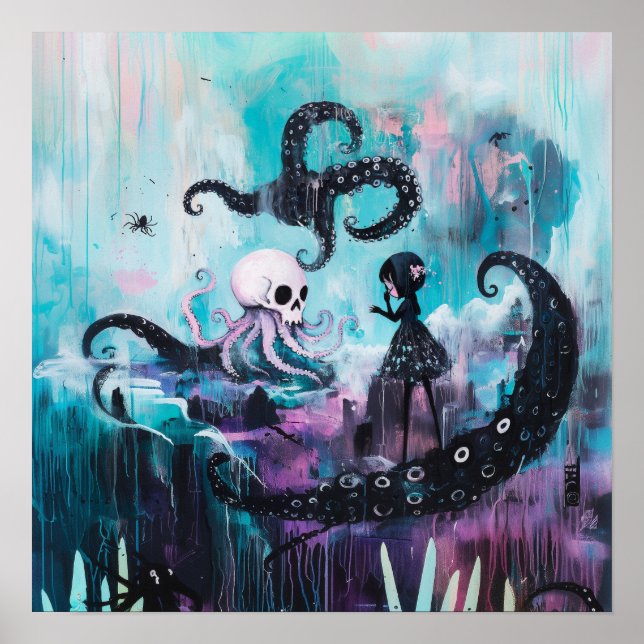 Affiche Guérisseur Octopus Witchy Goth AI Art Matte Value (Devant)