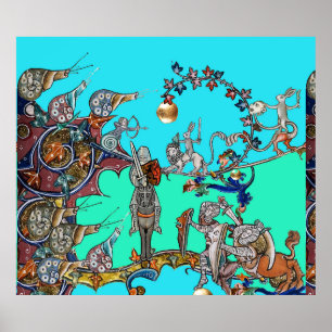 AFFICHE GUERRE BESTIAIRE MÉDIÉVALE, CHEVALIERS, ESPACES GÉ