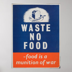 Affiche Guerre britannique vintage 'Ne gaspillez pas la no