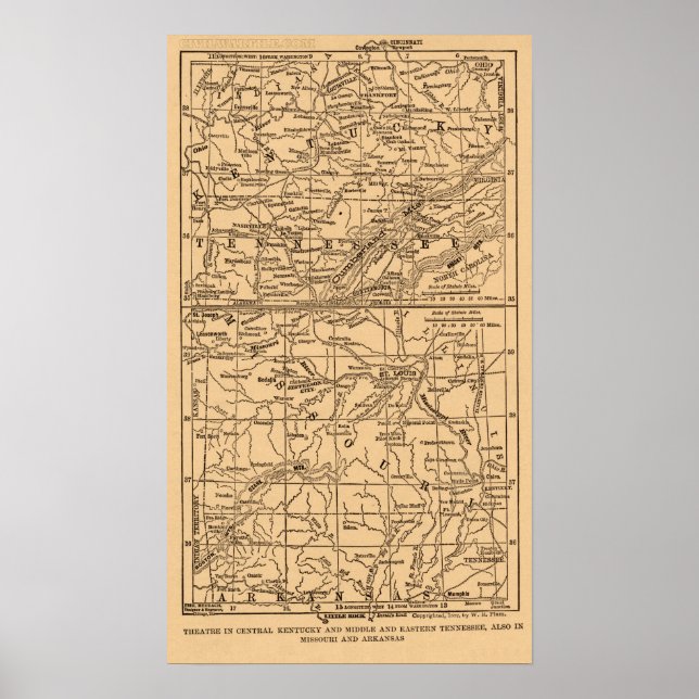 Affiche Guerre civile Kentucky et Moyen-Orient Tennessee (Devant)