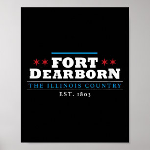 Affiche Guerre de Fort Illinois 1812 Lac Michigan Potawato