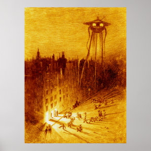 Affiche Guerre des Mondes H G Wells Alvim Corréa 1906