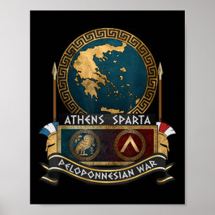 Affiche Guerre du Péloponnèse Athènes Vs Sparta Gre antiqu