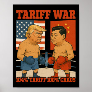 Affiche Guerre Tarifaire Drôle Trump Vs Xi Jinping Boxing