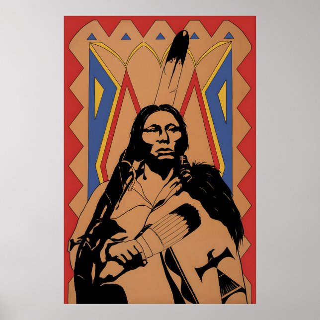 Affiche Guerrier Amérindien (ou chef de tribu) (Devant)