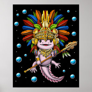 Affiche Guerrier Axolotl Aztec