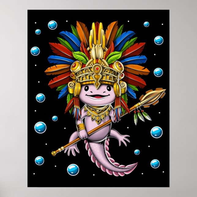 Affiche Guerrier Axolotl Aztec (Devant)