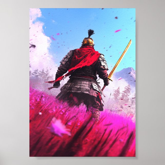 Affiche Guerrier blindé avec écharpe rouge (Devant)