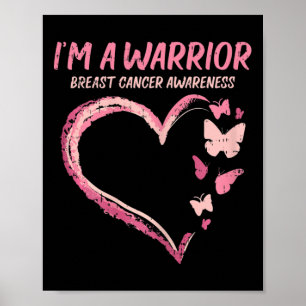 Affiche Guerrier Coeur Papillon du sein Conscience du canc