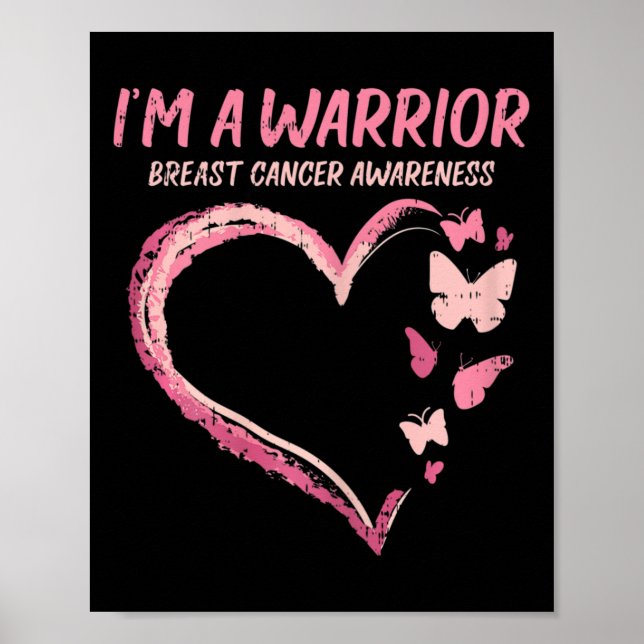 Affiche Guerrier Coeur Papillon du sein Conscience du canc (Devant)