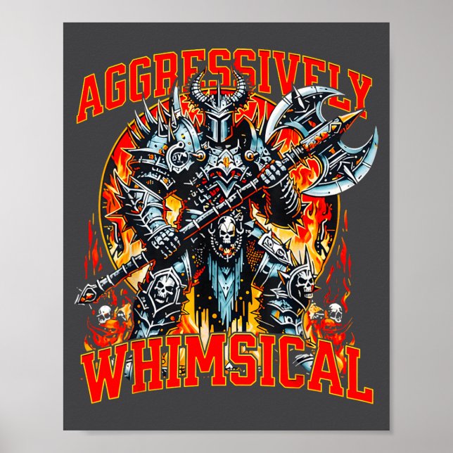 Affiche Guerrier de combat de fantasy sombre agressivement (Devant)