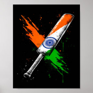 Affiche Guerrier de cricket d'Inde T Cricket Drapeau brita