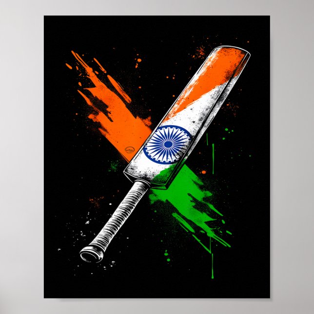Affiche Guerrier de cricket d'Inde T Cricket Drapeau brita (Devant)
