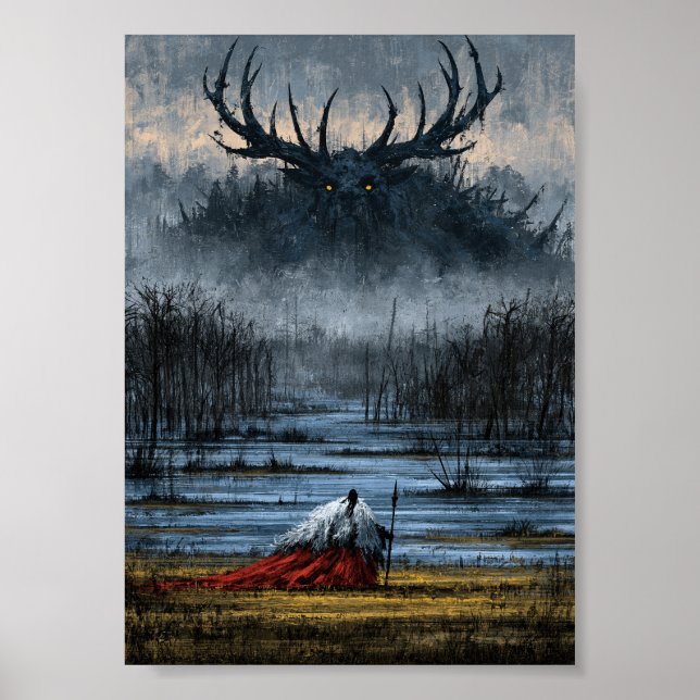 Affiche Guerrier de Marais de Dark Fantasy Face à une Gran (Devant)