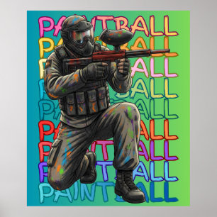 Affiche Guerrier de paintball néon