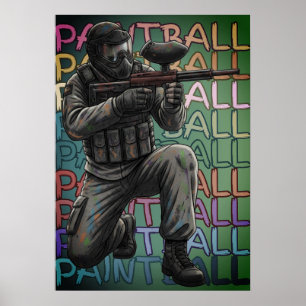 Affiche Guerrier de paintball néon