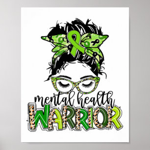Affiche Guerrier de santé Messy Bun cheveux Leopard Green