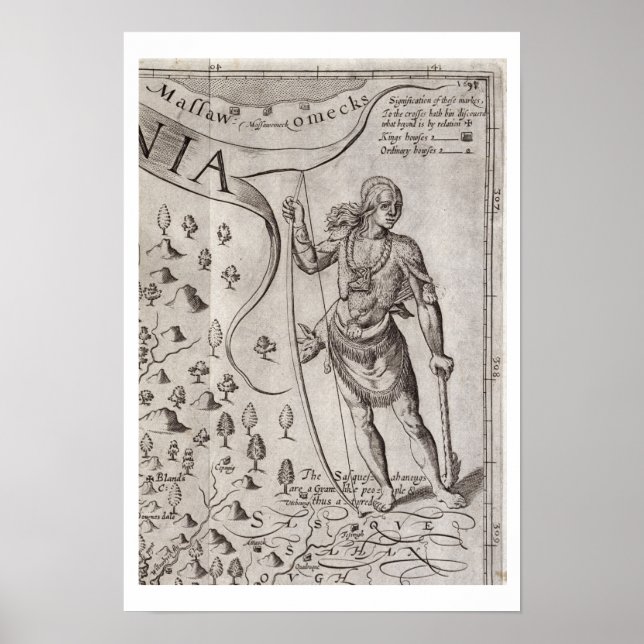 Affiche Guerrier de Susquehannock, détail de la carte de V (Devant)