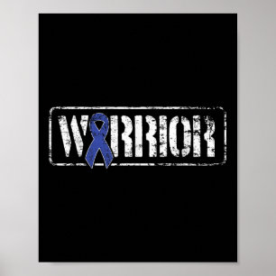 Affiche Guerrier du cancer colorectal - Bleu foncé militai