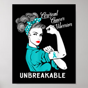 Affiche Guerrier du cancer du col utérin Cadeau de sensibi