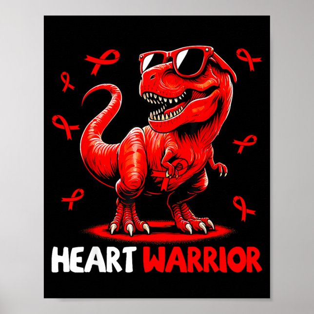 Affiche Guerrier du cœur Trex Dinosaure Sensibilisation au (Devant)