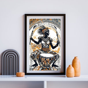 Affiche Guerrier du rythme - Tribal Drum Queen in Motion