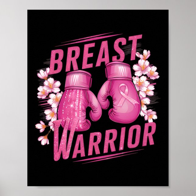Affiche Guerrier du sein Boxage Gant Cancer du sein Prix (Devant)
