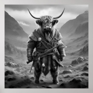 Affiche Guerrier Écossais Féroce : La Vache Viking Courage