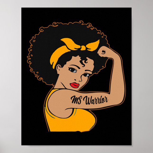 Affiche Guerrier Incassable Sclérose en plaques Afro Noir (Devant)