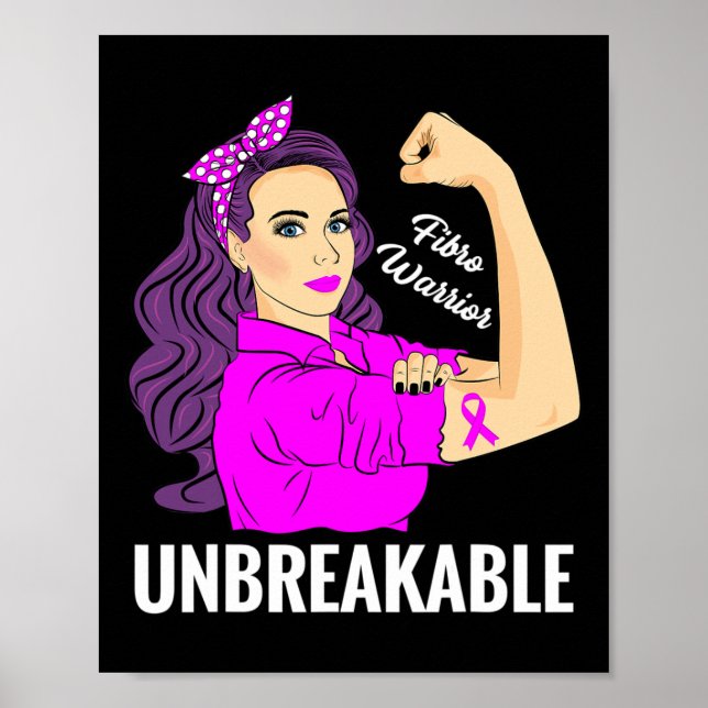Affiche Guerrier indestructible Fibromyalgie Tee de sensib (Devant)