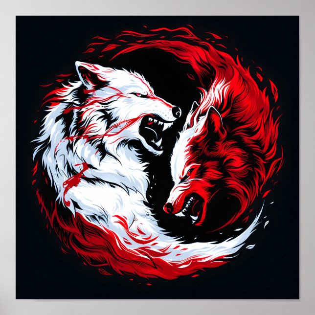 Affiche Guerrier loup cosmique rouge blanc (Devant)