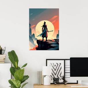 Affiche Guerrier Minimaliste avec Gaming d'Épée