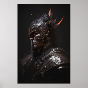 Affiche Guerrier Portrait Imaginaire Peinture Caractère fo