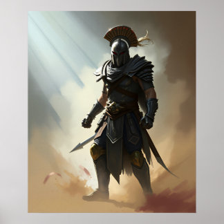 Affiche Guerrier Romain Spartiate, Armure Sombre
