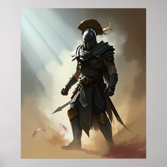Affiche Guerrier Romain Spartiate, Armure Sombre (Devant)