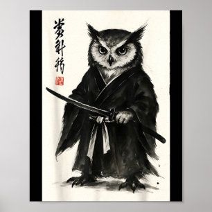 Affiche Guerrier samouraï drôle de style d'anime manga jap